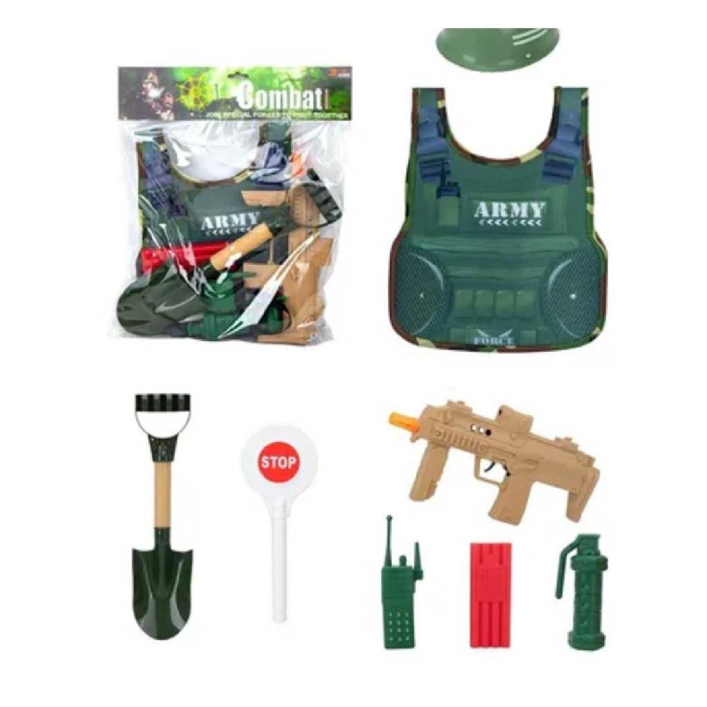 طقم جندي عسكري للأطفال مع سترة ومعدات